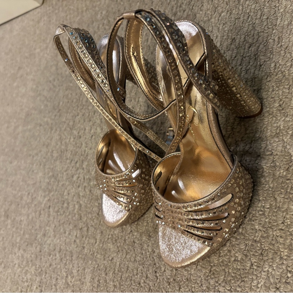 Jessica Simpson Gold Embellished Heels